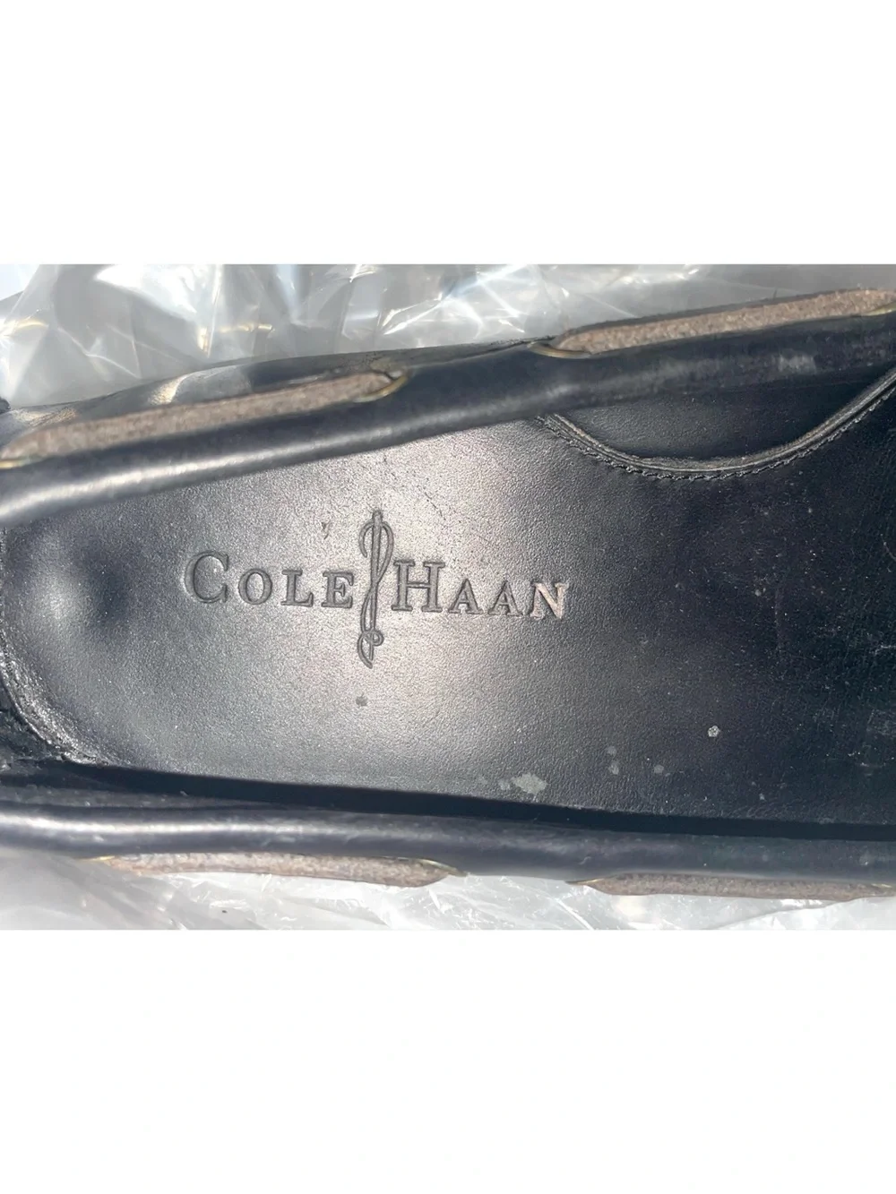 Cole Haan Mens Boat Shoes Slip On Loafers Real Black Leather Moccassins Size 8